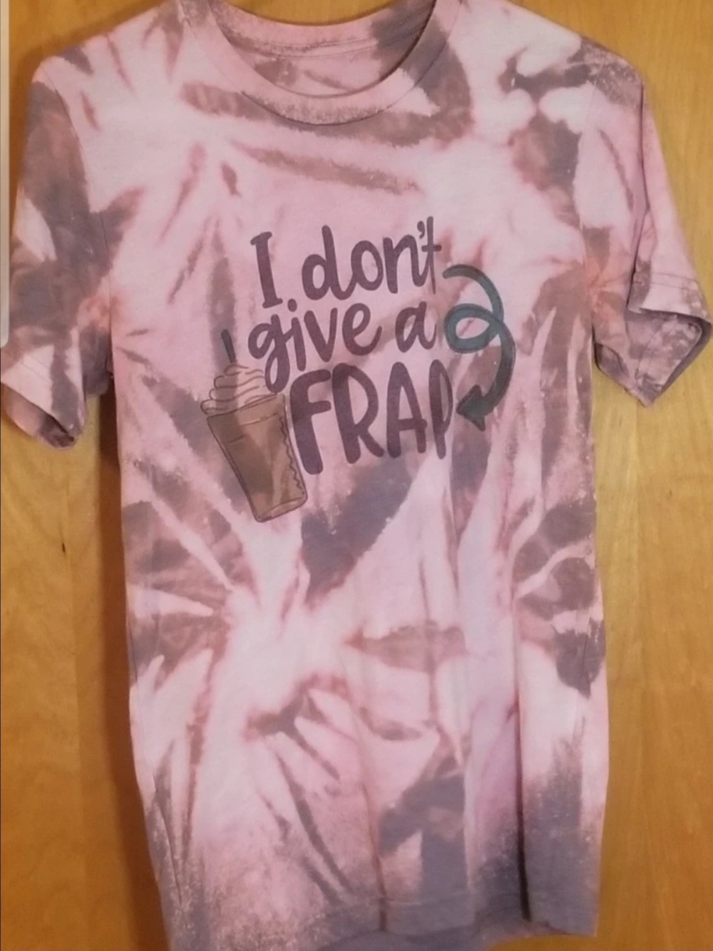 Graphic Tie-Dye Tee "I don't give a FRAP" - Pink & Gray